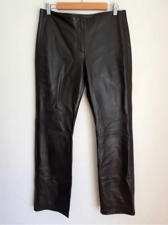 John Patrick Genuine Leather Pants in Chocolate Brown - Picture 2 of 5